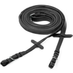 Schockemöhle Teugels Rubber Met Gespen Zwart/zilver -Lemie Paard Winkel 1103 00016 rubberreins blacksilver.99d221