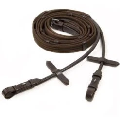 Schockemöhle Teugels Webband Rond Genaaid Bruin/Zilver Full