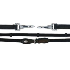 Kavalkade Teugels Rubber Met Karabijnhaken Zwart Pony